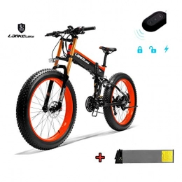 LANKELEISI Elektrofahrräder LANCELEISI 750PLUS 48V 14.5AH 1000W Allround-Elektrofahrrad 26 Zoll 4.0 MTB-Falt-Elektrofahrrad mit Diebstahlsicherung (rot+1 zusätzliche Batterie)