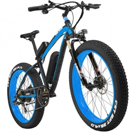 LANKELEISI Elektrofahrräder LANKELEISI 26 Zoll All-Terrain Leistungsstark E-Bike Fett 1000 W Motor 48 V10Ah eBike Shimano 7 Speed Snow Mountain MTB Faltbar Elektro-Fahrrad, Schwarz / Blau