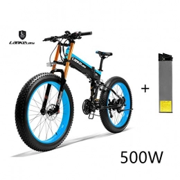 LANKELEISI Elektrofahrräder LANKELEISI 750PLUS 48V14.5AH 500W Elektrofahrrad leistungsstark 26 Zoll 4, 0 große Reifen Ebike 27 Speed Schnee MTB Elektrisches Fahrrad faltbar für Erwachsene Damen / Herren (Blau + 1 extra Akku)