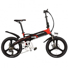 LANKELEISI Elektrofahrräder LANKELEISI G660 50, 8 cm Faltbares Elektrofahrrad 48V / 240W 10.4Ah Lithium Batterie 7 Gang Assist E-Bike – 5 Gang Positionen Mini Mountainbike für Männer und Frauen, schwarz / rot