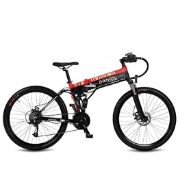 LUO'S Fahrräder LUO Elektrofahrrad 26 'Klapp-E-Bike, 27-Gang-Mountainbike, 240 W, 48 V, 10 Ah, Rahmen Und Felge Aus Aluminiumlegierung, Vollfederung, Rot