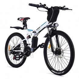 LWL Elektrofahrräder LWL elektrofahrrad Elektrische Fahrrad Falten for Erwachsene 26-Zoll-Reifen 350W 36V-Berg E Bike 21 Geschwindigkeit E-Bike-Scheibenbremse mit Lithium-Ionen-Batt-Elektrofahrrad (Farbe : White Blue)