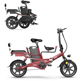 LZMXMYS Elektrofahrräder LZMXMYS Elektrisches Fahrrad, 14" Folding Elektro-Bike for Erwachsene, 400W elektrisches Fahrrad, Pendeln Ebike, auswechselbare Lithium-Batterie 48V, Rot, 8AH