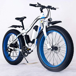 LZMXMYS Elektrofahrräder LZMXMYS Elektrisches Fahrrad, 26" Electric Mountain Bike 36V 350W 10.4Ah austauschbare Lithium-Ionen-Akku Fat Tire Bike Schnee for Sport Fahrrad Reise Pendel, wei blau (Color : White Blue)