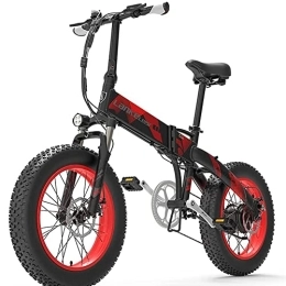 RICH BIT Elektrofahrräder RICH BIT Faltbares Elektrofahrrad X2000 20 Zoll Reifen Akku 48v * 12, 8Ah LCD-Display 7-Gang-Elektrofahrrad, Batteriereichweite bis zu 50km (Schwarz Rot)