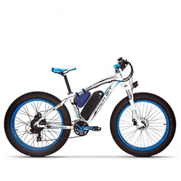 RICH BIT Fahrräder RICH BIT TOP-022 Elektrofahrrad 26 Zoll 1000 W Mountainbike 48 V 17 Ah Akku Gros E-Bike für Herren (weiß blau)