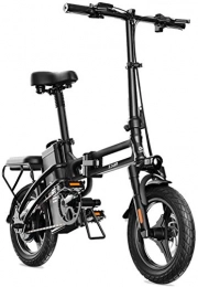 Leifeng Tower Fahrräder Schnelle Geschwindigkeit Elektrofahrrad 14 Zoll-Reifen 400W Motor 25 km / h Faltbare E-Bike48V25AH Batterie 3 Riding Modes (Color : Black, Size : Endurance: 200km)