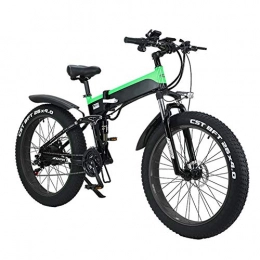 TANCEQI Fahrräder TANCEQI 48V 500W Elektrofahrrad MTB Klapprad 26 Zoll 4, 0 Zoll Fat Tire Fahrrad, Elektrofahrräder Für Erwachsene, Ebike Fahrräder All Terrain Stoßfest, Mountainbike Für Männer Frauen, Grün