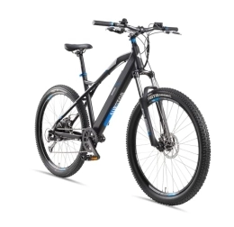 Telefunken Fahrräder TELEFUNKEN E-Bike Mountainbike Elektrofahrrad Alu, 9 Gang Shimano Kettenschaltung - Pedelec MTB 27, 5 Zoll, Hinterradmotor 250W, Scheibenbremsen, Anthrazit Blau, Aufsteiger M924