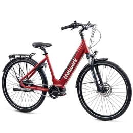 tretwerk DIREKT gute Räder Elektrofahrräder TRETWERK - 28 Zoll E-Bike - Damen City Bike - Amber Nexus - Pedelec Damenfahrrad mit Shimano Nexus 7 Nabenschaltung - E-Cityrad Elektrofahrrad mit Mittelmotor 250W 36V 522Wh 80Nm - rot 50cm