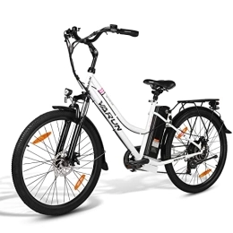 VARUN Fahrräder VARUN E-Bike Damen Herren 26 Zoll Elektrofahrräder Shimano 7 Gänge Pedelec Citybike mit 250W Motor 36V 10.4AH(374.4WH) Lithium-Ionen-Akku, Elektroräder mit 3 Fahrmodi (Weiß)