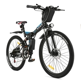 Vivi Elektrofahrräder VIVI E-Bike Herren Elektrofahrrad, 26 Zoll Ebike Mountainbike, 250W Elektrisches Fahrrad Klapprad Mit Herausnehmbarer 36V 288Wh Batterie, Shimano 21 Gang gänge, Vollfederung (Schwarz)