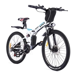 Vivi Elektrofahrräder VIVI E-Bike Herren Elektrofahrrad, 26 Zoll Ebike Mountainbike, 250W Elektrisches Fahrrad Klapprad Mit Herausnehmbarer 36V 288Wh Batterie, Shimano 21 Gang gänge, Vollfederung (Weiß)