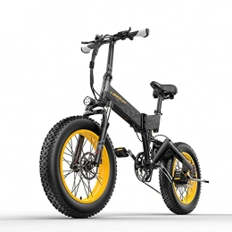 RICH BIT Elektrofahrräder X3000 Folding Electric Bike 20 inch Fat Tires 1000W Motor 48v * 14.5Ah Battery LCD Display 7-Speed Electric Bike, Range up to 60 km (Gelb-grau)