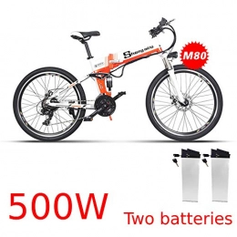 XXCY Elektrofahrräder XXCY 500 watt / 350 watt Elektrische Mountainbike 12, 8ah ebike Klapp MTB Fahrrad Shimano 21 geschwindigkeiten Zwei batterien (orange02)