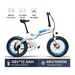 ZJGZDCP Elektrofahrräder ZJGZDCP 20-Zoll-Fat Tire Electric Bike Folding E-Fahrrad 48V 12.8ah 1000W Motor 7 Geschwindigkeits-Schnee-Fahrrad-Aluminium Rahmen 5 PAS Mountain Bikes (Color : Blue)