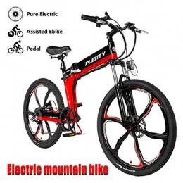 ZJGZDCP Elektrofahrräder ZJGZDCP 21 Speed-Gears Erwachsener Elektrisches Fahrrad Schnee-Berg Electric Mountain Bike 480W Folding Elektro-Fahrrad Mit Abnehmbarer 8 / 10Ah-Batterie (weiß) (Color : Black)