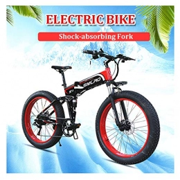 ZJGZDCP Elektrofahrräder ZJGZDCP 26inch Elektro Schnee Bikes Adult Faltbare 4.0 Fat Tire Berg E-Bike mit LCD-Bildschirm und 48V 14Ah Herausnehmbare Batterie for Außen Traving Radfahren (Color : RED, Size : 48V-14Ah)