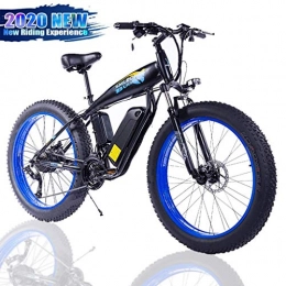 ZJGZDCP Elektrofahrräder ZJGZDCP Fat Tire Elektro-Fahrrad Snowmobile Mountainbike 48V 350W 27 Geschwindigkeit Lithium-Batterie-LED-Licht-Aluminiumkörper vorne und hinten Scheibenbremsen (Color : Blue, Size : 48V-8Ah)