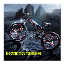 ZJGZDCP Elektrofahrräder ZJGZDCP Folding Electric Mountain Bike 48V 10.4Ah Abnehmbare Lithium-Batterie Strand Schnee Folden Elektro-Fahrrad Stadt Pendeln Erwachsener 350w Berg E-Bike (Color : Black)