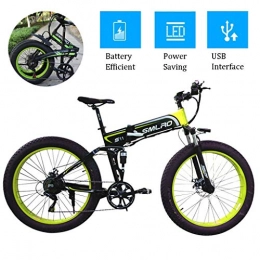 ZJGZDCP Elektrofahrräder ZJGZDCP Folding Elektro-Bikes mit 350W Motor 48V 14Ah abnehmbare Li-Ionen-Akku 26inch Breitreifen-Elektro-Fahrrad mit LCD-Display und USB-Schnittstelle (Color : Green, Size : 48V-10Ah)