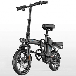 CHEER.COM Elektrofahrräder Zusammenklappbares Elektrisches Fahrrad Tragbarer Leichter Ebike 48V Lithium-Ionen-Akku Mit Hohem Kohlenstoffstahl Drei Arbeitsmodi 14-Zoll-Laufrad Mit LED-Frontleuchte Für Erwachsene, Black-75to150KM