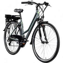 Zndapp Fahrräder Zündapp E Bike 700c Trekkingrad Damen Pedelec Z802 Elektrofahrrad 21 Gänge 28 Zoll Rad (grau / grün, 48 cm)