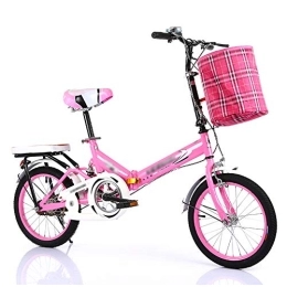 JHNEA Falträder 20 Zoll Faltrad Klapprad, Kohlenstoffstahlrahmen Fahrrad Klappfahrrad mit Ständer Gepäckträger und Korb für Herren, Damen, Mädchen, Jungen geeignet, Pink-B