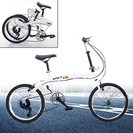 YISSALE Falträder Berkalash Klapprad 20 Zoll Faltrad Fahrrad 6 Gang Klappfahrrad Folding Bike für Herren Damen Jungen Weiß Doppel-V-Bremse