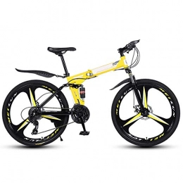 Chenbz Falträder Chenbz Outdoor-Sport Folding Mountain Bike 21 Geschwindigkeit Fully Doppelscheibenbremse Fahrrad 26" Mens High Carbon Stahlzargen (Color : Yellow)