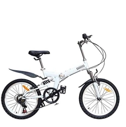 COUYY Fahrräder COUYY 20-Zoll-Klapprad, Ultra-licht tragbares faltendes Mountainbike, 20-Zoll-6-Gang-Vollschock-absorbierendes Mountainbike, erwachsenes Fahrrad, Weiß