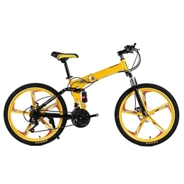 COUYY Falträder COUYY Variable Geschwindigkeit Falten Mountainbike Student Sports Fahrradschock Absorption Kind Bike Jungen & Mädchen Doppelscheibe, Gelb, 24 inch21 Speed