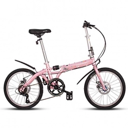 DJYD Fahrräder DJYD Erwachsene Unisex Falträder, 20" 6-Gang High-Carbon Stahl faltbares Fahrrad, leichte, tragbare Doppelscheibenbremse Folding Stadt-Fahrrad, Rosa FDWFN (Color : Pink)