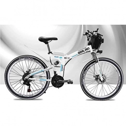 WJSW Falträder Elektrisches Mountainbike 48V Kinderfahrrad 26 Zoll Faltbares E-Bike mit 4.0"Fat Tires Speichenfelgen Premium Vollfederung, Weiß