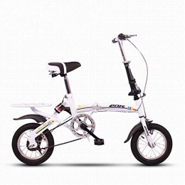 WJSW Falträder Faltrad Deluxe-Fahrräder 12 Zoll Mini kleine tragbare Ultraleicht-Dämpfung nimmt keinen Platz EIN (Farbe: Weiß)