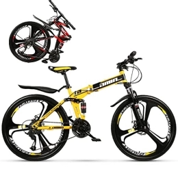 Generic Falträder Faltrad-Klapprad für Erwachsene Discbremse Faltfahrrad-Herren-Damen Kettenschaltung Folding City Bike Rahmen Aus Kohlenstoffstahl, Yellow / 3, 21