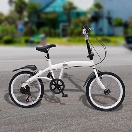 FUNYSF Falträder FUNYSF 20-Zoll-7-Gang-Faltrad Camping City Bike White Adult Folding Bicycle Dual V Brake Fahrrad höhenverstellbar für Reisen Übung