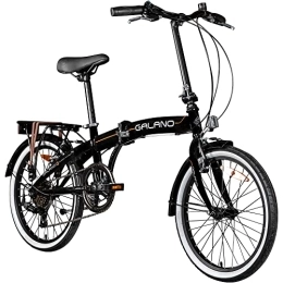 Galano Falträder Galano 20 Zoll Klapprad Metropolis Fahrrad Faltrad Campingrad, Farbe:Schwarz