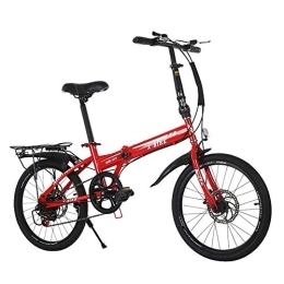GDZFY Falträder GDZFY Schleife Erwachsene Fahrrad 20in, Kohlefaser Rahmen, Citybike, 7 Gang-schaltung Dual-scheiben-Bremse Rot 20in