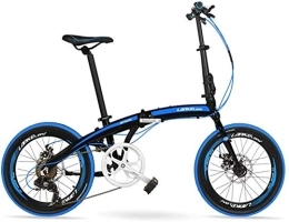 GJZM Fahrräder GJZM Mountainbikes 7-Gang-Faltrad Erwachsene Unisex 20 Leichte Falträder Aluminiumlegierung Rahmen Leichtes tragbares faltbares Fahrrad Weiß 5 Speichen-Speichen_Blau