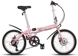 GJZM Fahrräder GJZM Mountainbikes Erwachsene Unisex Falträder 20 6-Gang- Faltrad aus kohlenstoffhaltigem Stahl Leichtes tragbares Doppelscheibenbremsen-Faltrad City Bike Fahrrad Pink-Pink