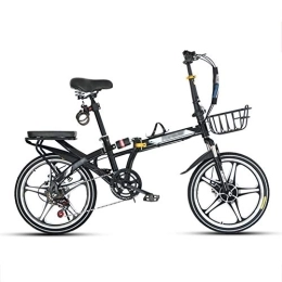 JHNEA Falträder JHNEA 16 Zoll Faltrad Klapprad, 7 Gang Kohlenstoffstahlrahmen Fahrrad Klappfahrrad mit Ständer Gepäckträger Komfortsattel und Schutzbleche Campingrad Citybike, Black-B