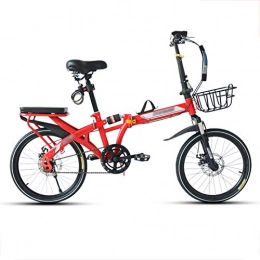 JHNEA Falträder JHNEA Faltrad Klapprad, Kohlenstoffstahlrahmen Fahrrad Klappfahrrad mit Ständer Gepäckträger Komfortsattel und Schutzbleche Campingrad Citybike, 16 Inch-Red