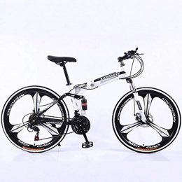 JLFSDB Falträder JLFSDB Mountainbike Fahrrad Faltbare 26" MTB Gebirgsfahrrad-Doppelscheibenbremse Carbon Steel Ravine Bike Fully 21 24 27 Geschwindigkeiten (Color : White, Size : 24 Speed)