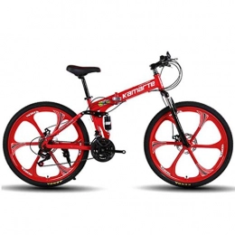 JLFSDB Falträder JLFSDB Mountainbike Fahrrad Faltbare Ravine Bike 24 Zoll-Doppelscheibenbremse Fully Gebirgsfahrrad, 21 24 27 Geschwindigkeiten Carbon-Stahlrahmen (Color : Red, Size : 21 Speed)