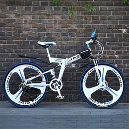 JLRTY Fahrräder JLRTY Mountainbike Mountainbike, 26 Zoll Faltbare Carbon Steel Rahmen Hardtail Bike, Fully-und Dual-Scheibenbremse, 21 Geschwindigkeit (Color : White)