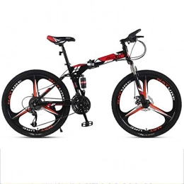 JLRTY Fahrräder JLRTY Mountainbike Mountainbike, 26 Zoll Faltbarer Männer / Frauen MTB Fahrräder, Carbon-Stahlrahmen, Fully Doppelscheibenbremse, 21 / 24 / 27-Gang (Color : Red, Size : 27-Speed)