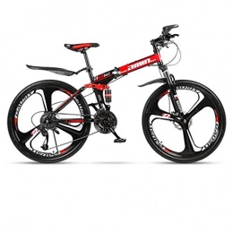 JLRTY Fahrräder JLRTY Mountainbike Mountainbike, 26 Zoll Folding Hardtail Fahrräder, Fully-und Dual-Disc Brake, Stahl-Rahmen (Color : Red, Size : 24-Speed)