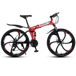 JLRTY Fahrräder JLRTY Mountainbike Mountainbike, Faltbare Fahrräder, Carbon-Stahlrahmen, Doppelaufhebung Und Dual Disc Brake, MTB Fahrrad, 26inch Räder (Color : Red, Size : 24-Speed)