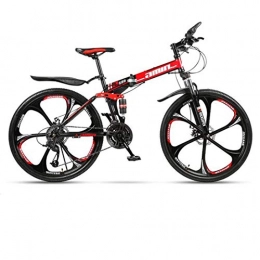 JLRTY Fahrräder JLRTY Mountainbike Mountainbike, Faltbare Hardtail Fahrräder, Doppelscheibenbremse Und Doppel Fahrwerk, Carbon-Stahlrahmen (Color : Red, Size : 24-Speed)